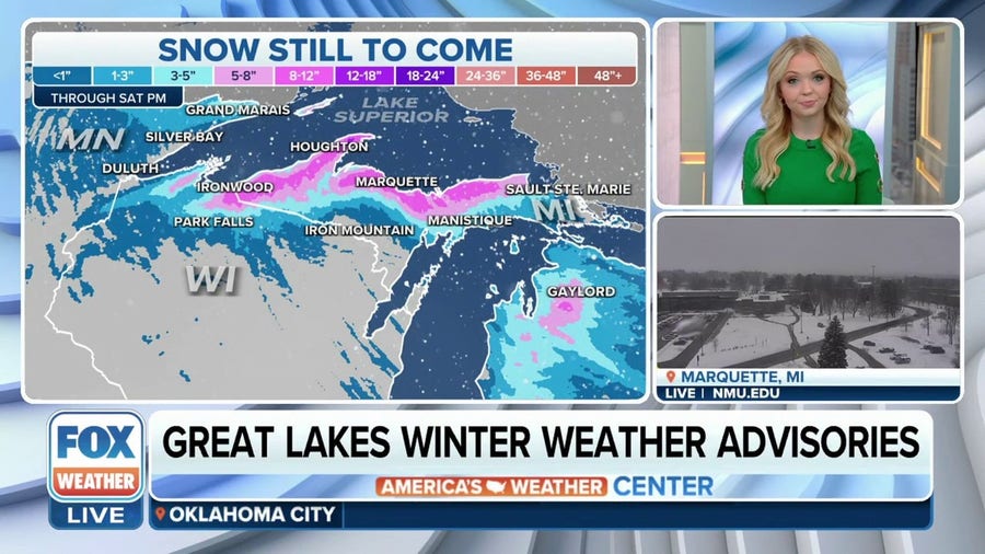 Heavy snow to last through Great Lakes region through weekend