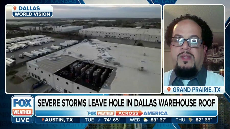 'The roof is gone': Severe storms leave giant hole in Texas warehouse