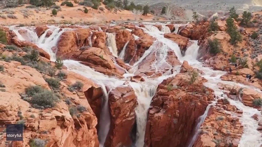 Watch: Rare Utah waterfalls, seen only a few times a decade