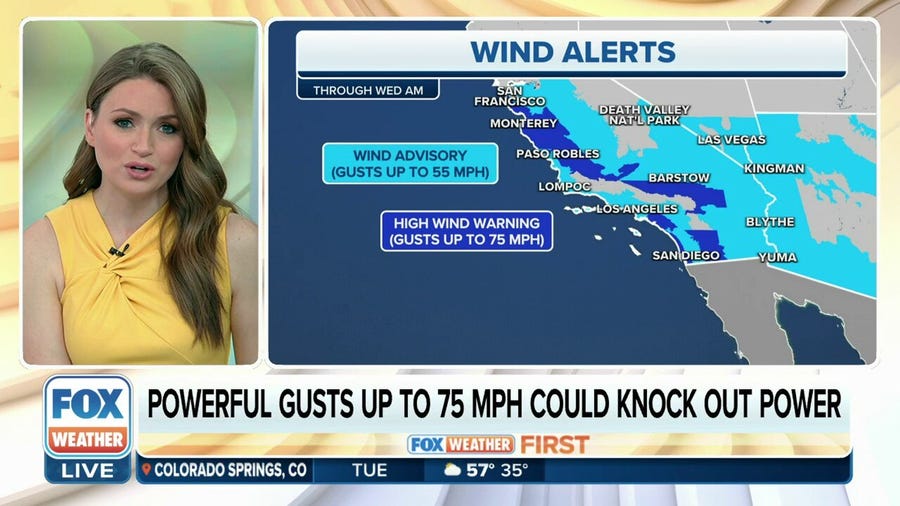 California could see wind gusts as high as 80 mph from storm