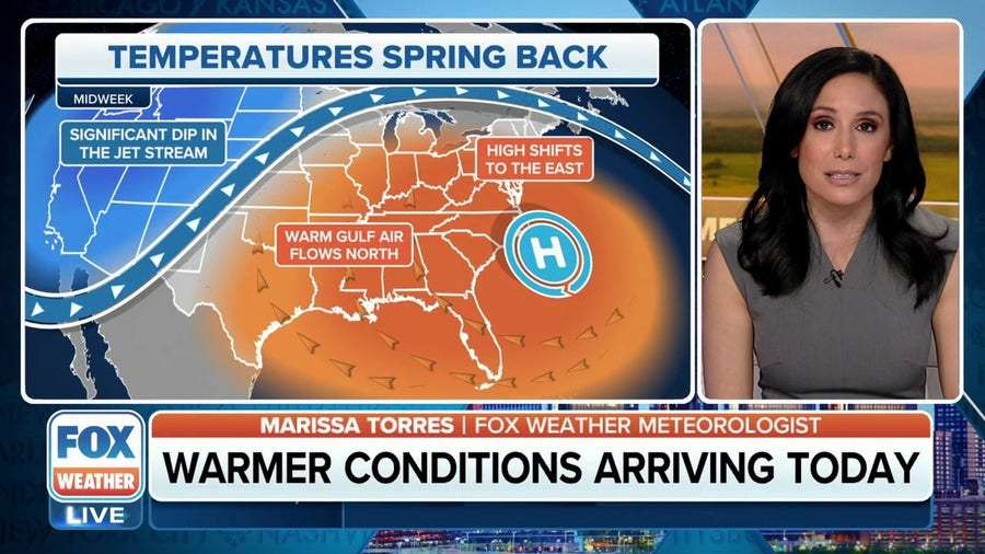 Warmer temperatures move into parts of Eastern US