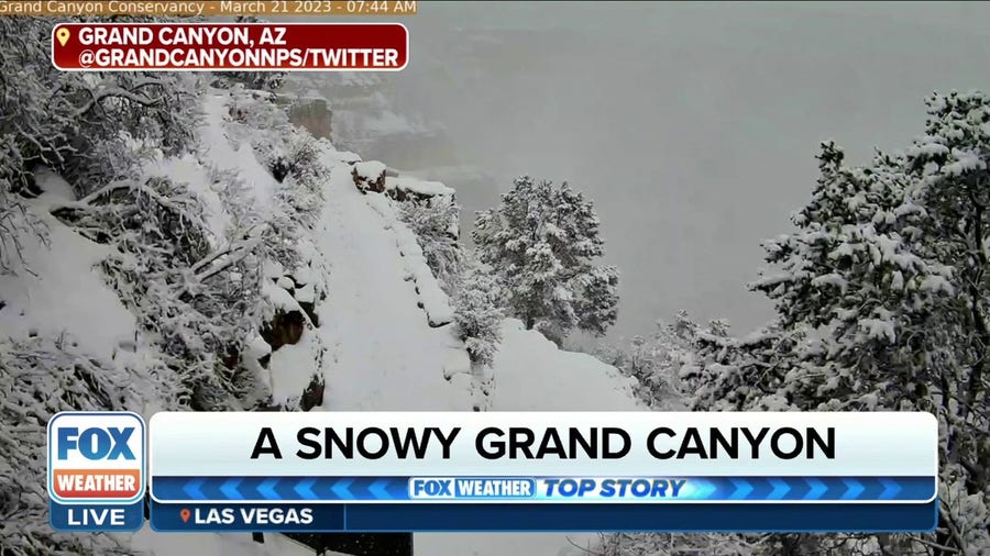 Grand Canyon National Park coated in snow