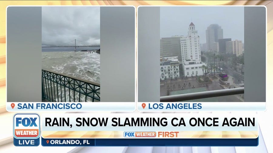 San Francisco battered by strong winds as California continues to get slammed with rain, snow