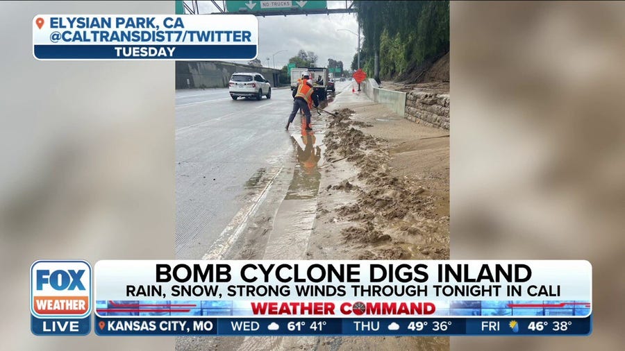 Bomb cyclone triggers mudslides, heavy rain and strong winds across California
