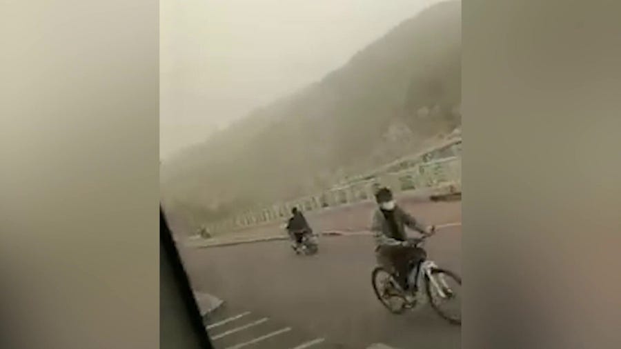 Sandstorm in China causes reduced air quality and poor visibility