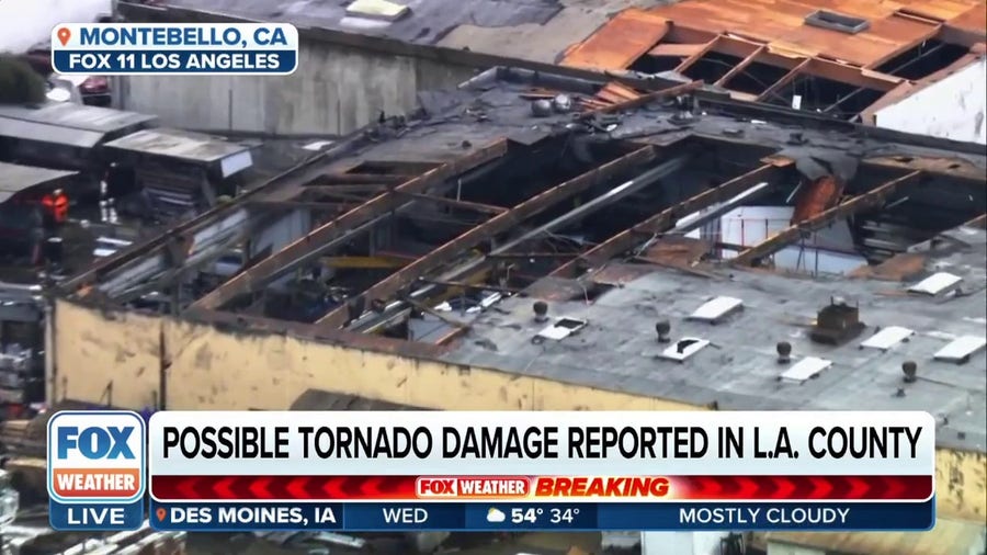 Possible tornado hits Los Angeles County warehouse