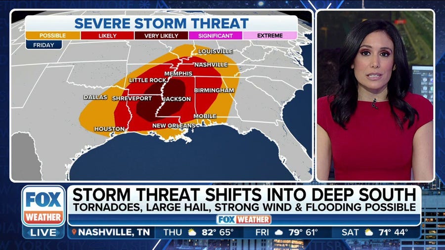 Severe storm threat will ramp up across South Thursday