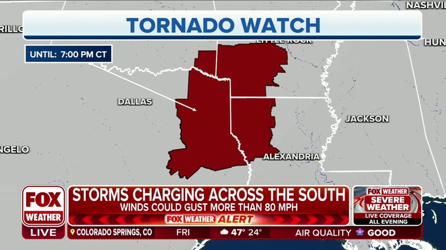 Tornado Watch issued for parts of Texas, Arkansas, Louisiana