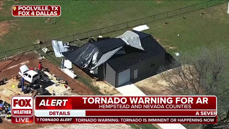 Aerial footage captures tornado damage in Poolville, Texas