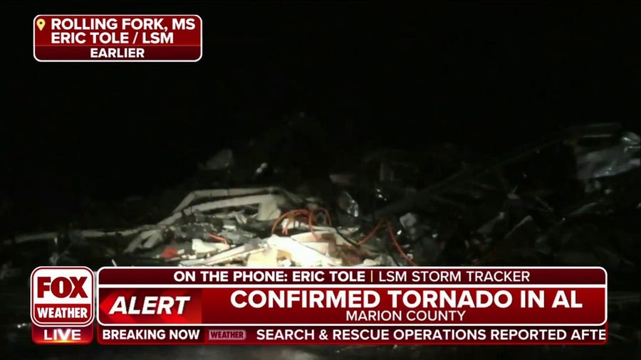 Storm chaser reports on damage in Rolling Fork after tornado hits