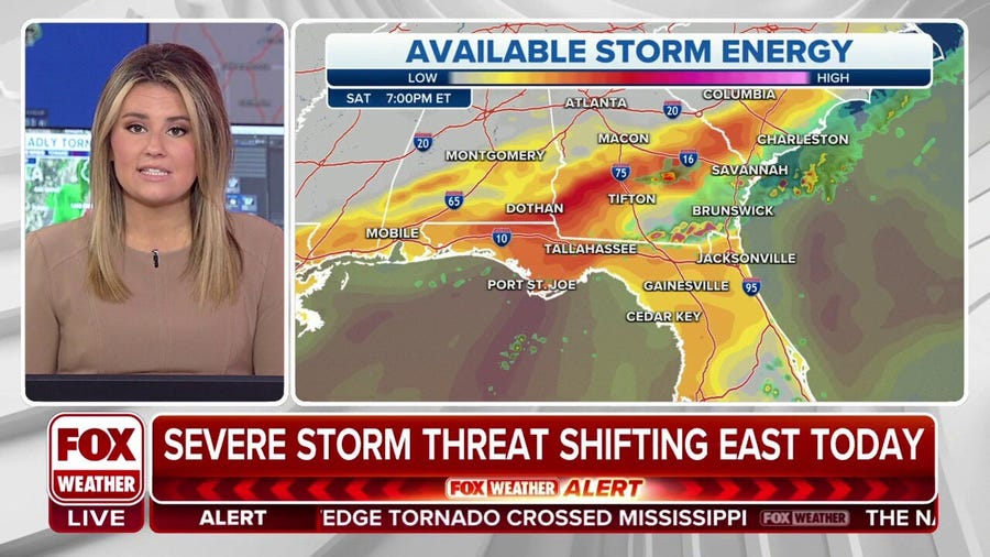 Severe storm threat shifting across parts of Southeast, Ohio Valley