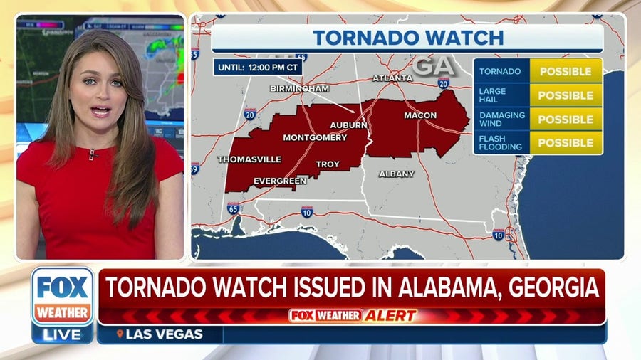 Tornado Watch issued for parts of Alabama, Georgia on Sunday