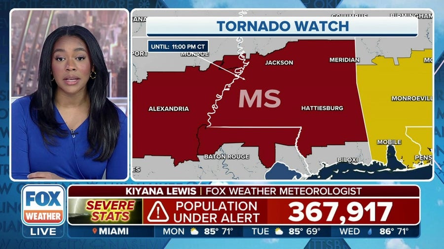 New Tornado Watch includes Mississippi, Louisiana