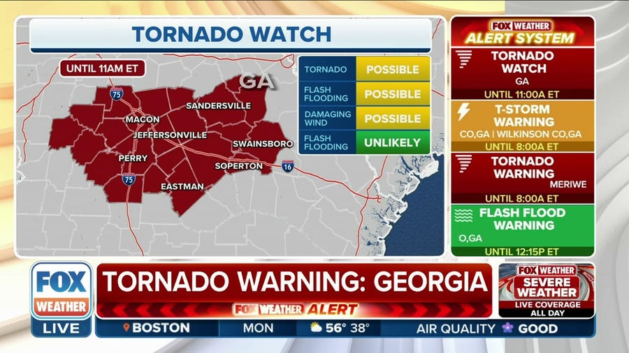 Tornado Watch issued for parts of Georgia