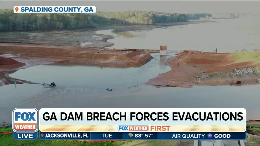 Dam breaches in Spalding County, GA, forces residents to evacuate