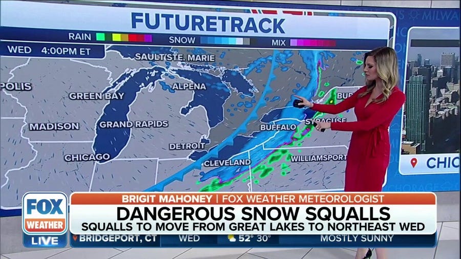 Tracking the threat for snow squalls from the Great Lakes to the Northeast