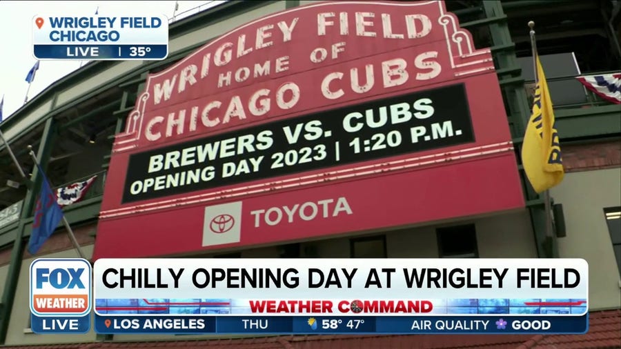 Chilly day at Wrigley Field for Chicago Cubs opening day game