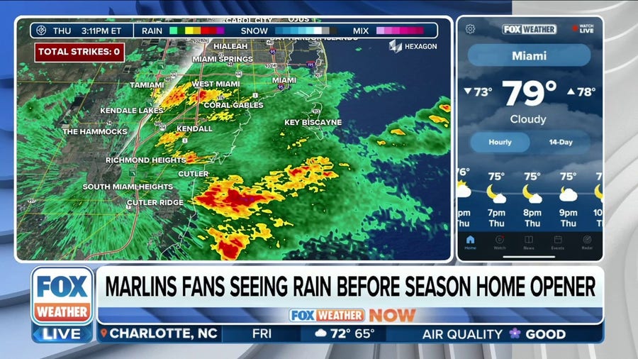 Florida Marlins fans see wet weather prior to season opener
