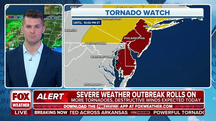 Tornado Watch issued for states in the Northeast