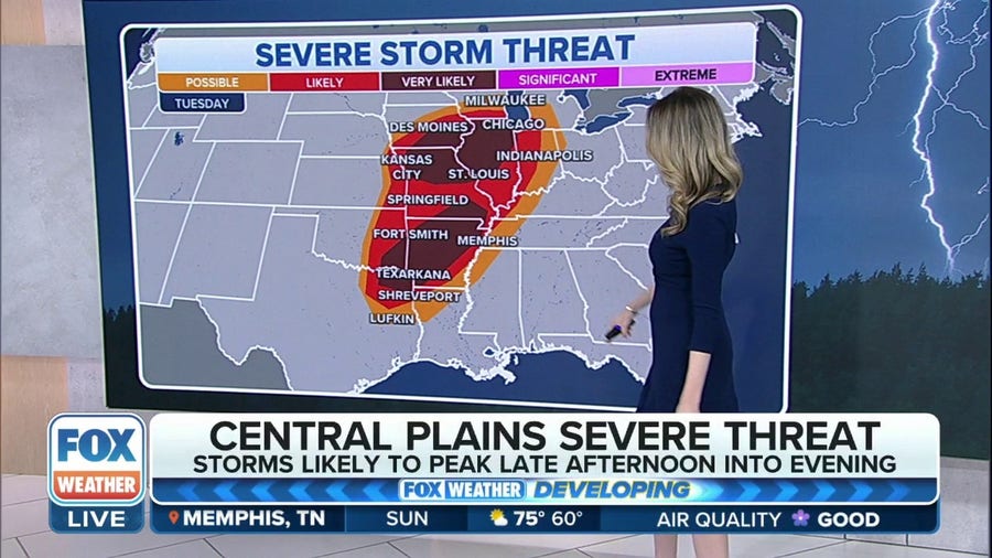 Another round of severe weather with tornadoes, large hail, damaging winds expected in Central US