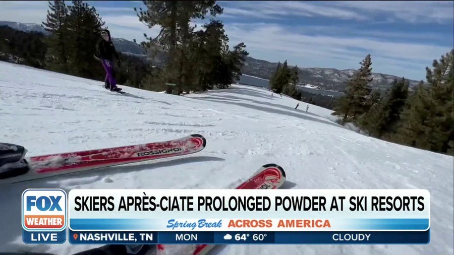 Skiers enjoy record snow in Southern California during spring break