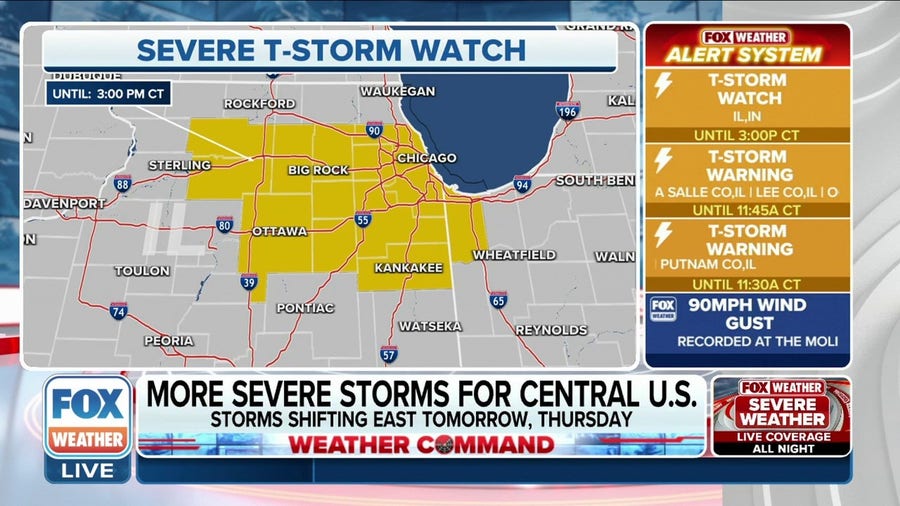 Severe Thunderstorm Watch issued for parts of Indiana and Illinois, including Chicago