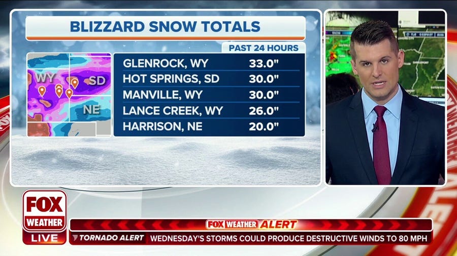 Blizzard brings feet of snow to Plains, strong winds in Upper Midwest