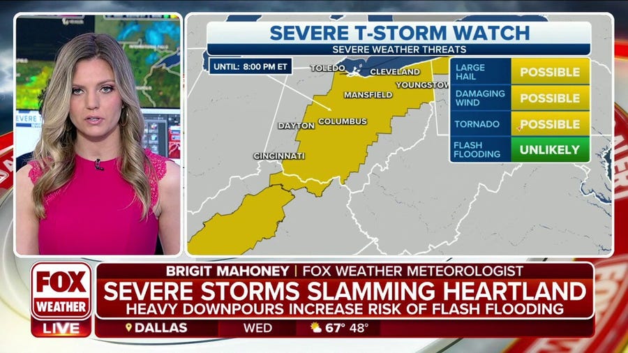 Severe Thunderstorm Watches from Great Lakes to mid-South