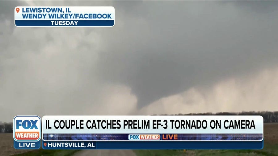 Illinois couple captures preliminary EF-3 tornado on camera: 'It was pretty intense'