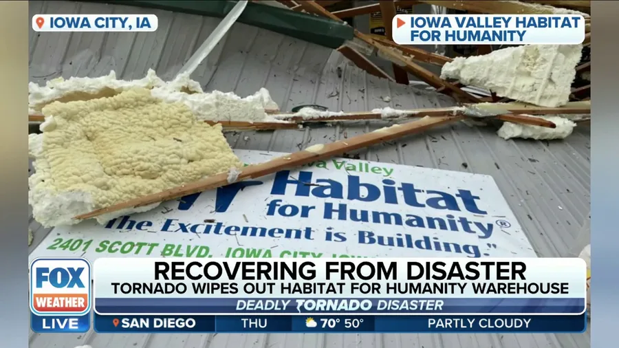 Tornado destroys Iowa Valley Habitat for Humanity warehouse