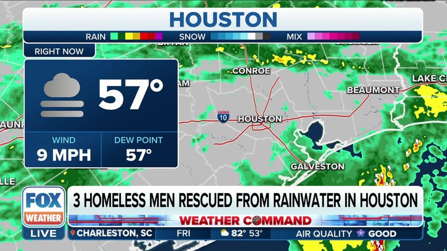 3 homeless men rescued from rainwater in Houston