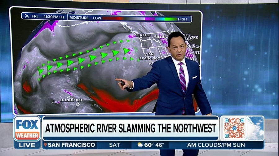 Atmospheric river slamming Pacific Northwest in series of spring storms