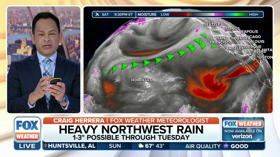 1-3 inches of rain possible in Pacific Northwest as atmospheric river enters