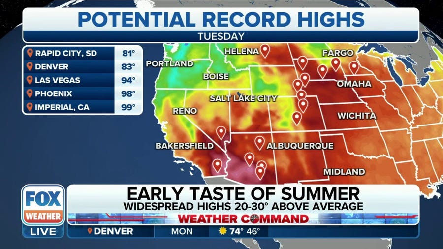 Above average temperatures across the country could lead to temperature records being broken across the country