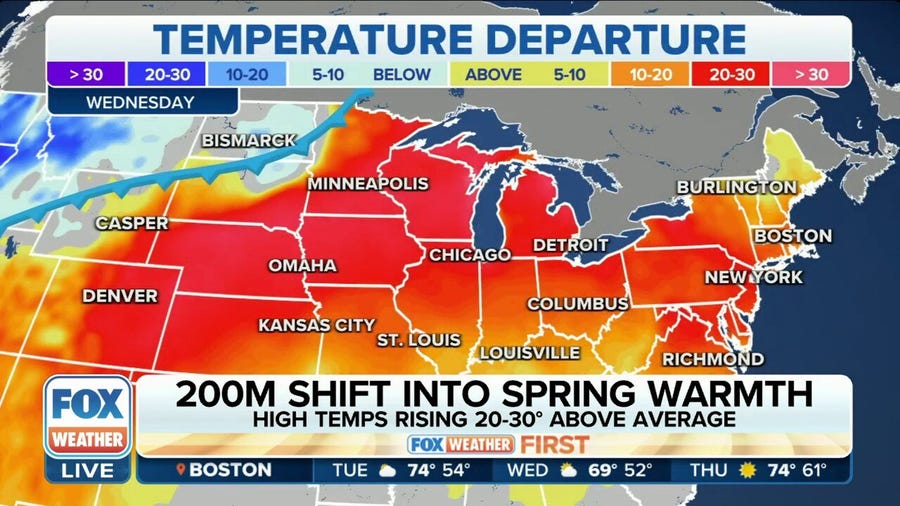 Millions will be feeling above-average warmth across America