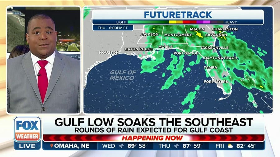 Gulf low soaking the Southeast, rounds of rain expected for Gulf Coast