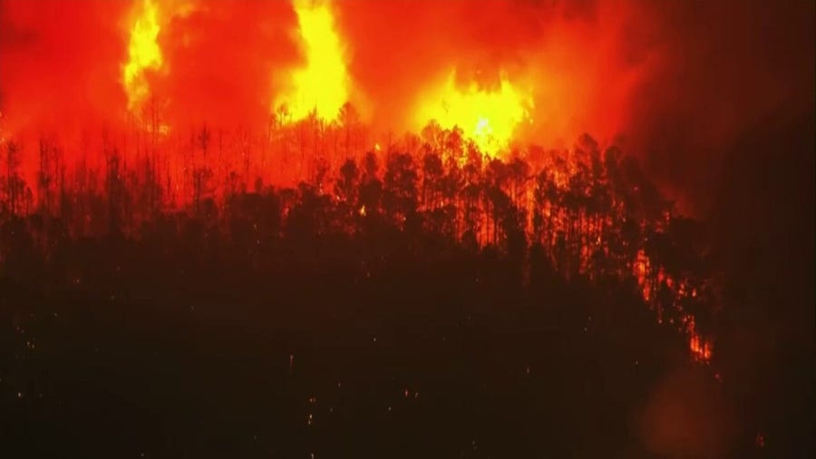 Watch: Aerial video shows wildfire raging in Manchester Township, New Jersey