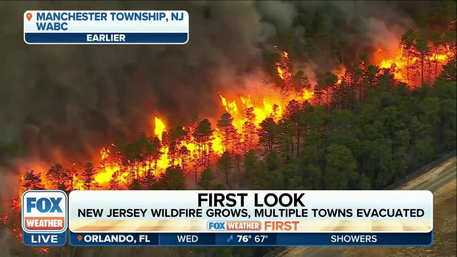 Wildfire in New Jersey burning more than 2,500 acres, only 10% contained