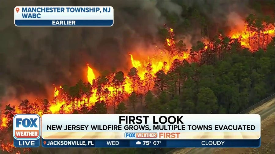 'Worst possible conditions': Wildfire raging in very populated area of Manchester Township, NJ