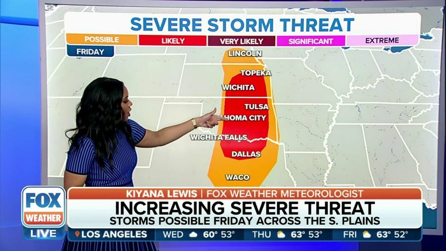 Severe storms likely for Plains on Friday