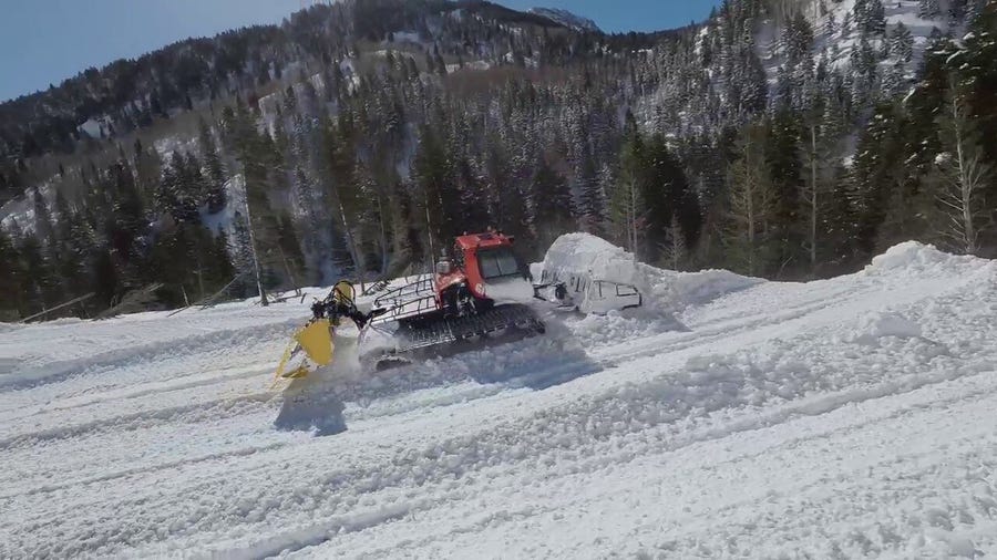 Watch: Drone captures video of crews working to clear snow after avalanches bury parts of Utah's Little Cottonwood Canyon