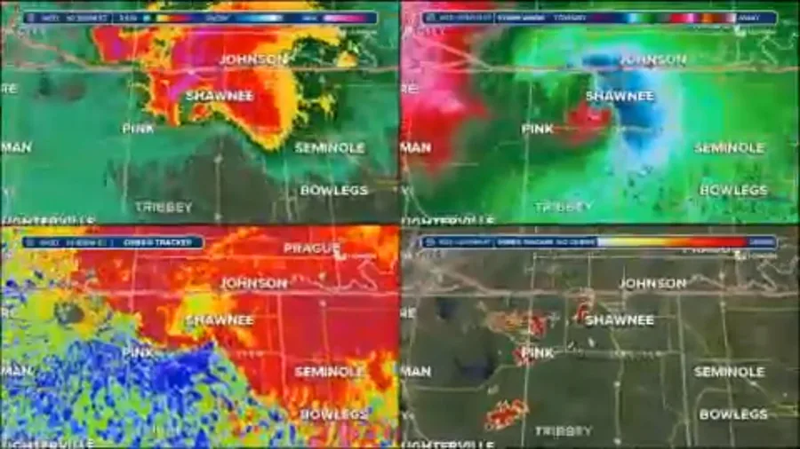 Doppler Radar loop of tornadoes that hit Oklahoma