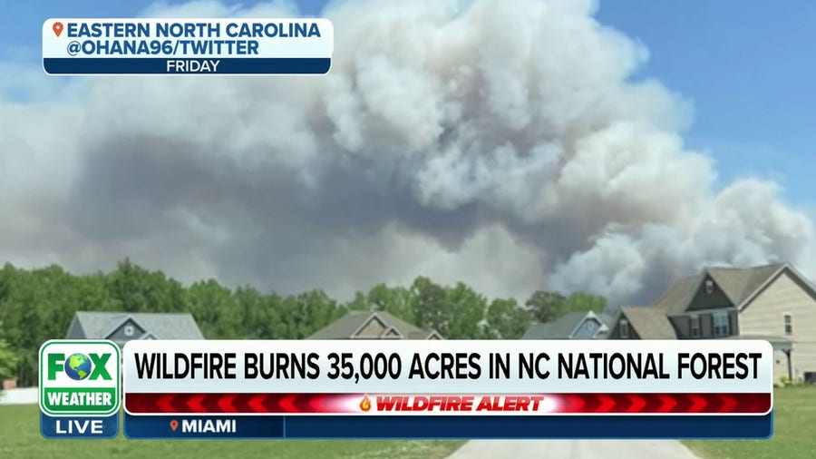 North Carolina wildfire burns 35,000 acres in national forest