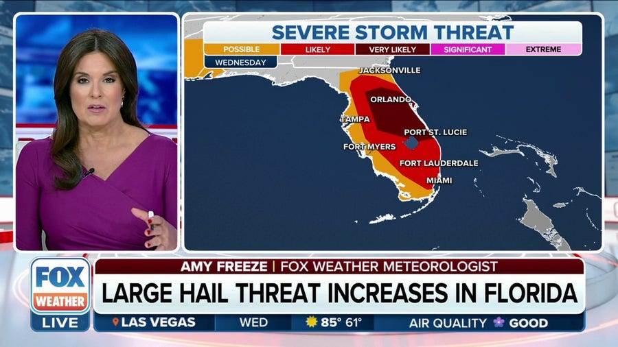 Severe storm, large hail threat increases in Florida