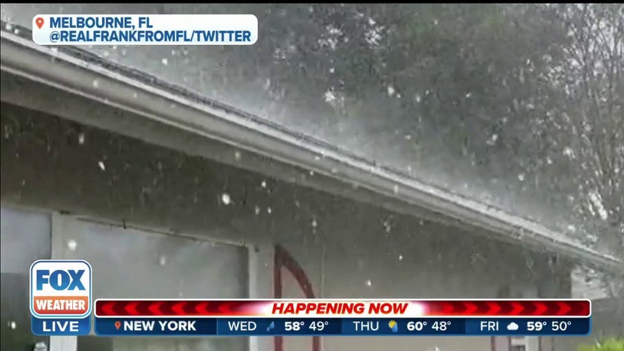 Large hail crashes down on Florida home