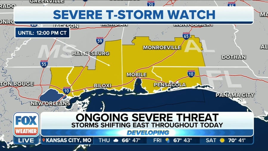 Severe Thunderstorm Watch issued for parts of MS, AL and FL Latest