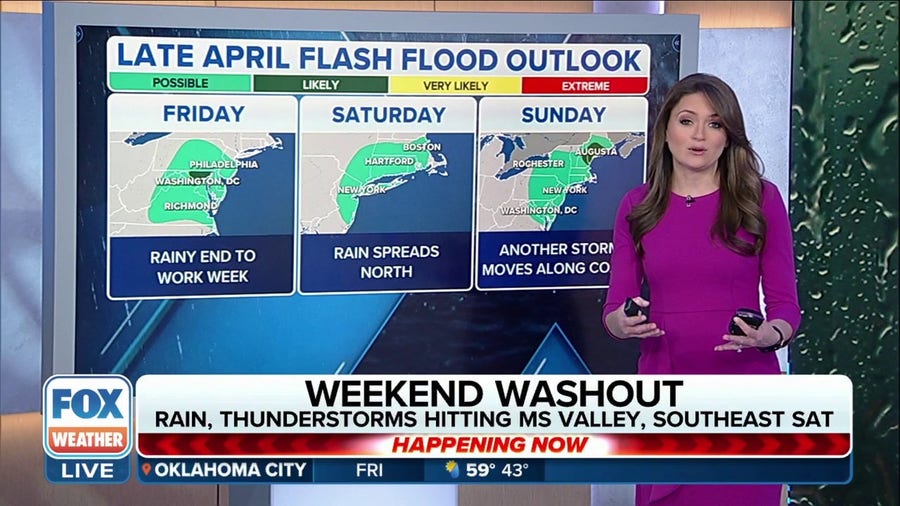 Rounds of rain to hit East Coast, including I-95 corridor, through the weekend