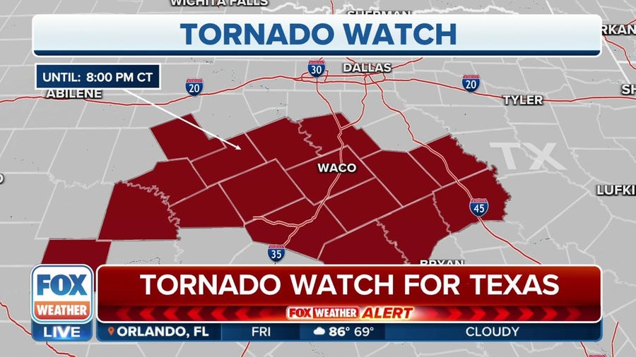 Tornado Watch issued for parts of central Texas