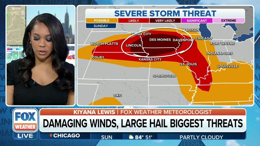 Millions at risk of seeing severe thunderstorms with large hail, hurricane-force wind gusts and tornadoes in the Midwest, southern Plains