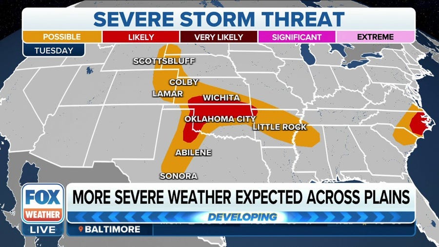 Severe weather expected to impact central US on Tuesday